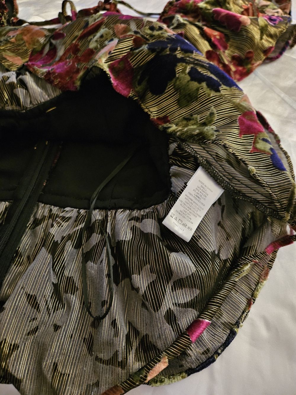 Floral Ruffled V-Neck Women’s Top in Olive Green - Picture 4 of 13